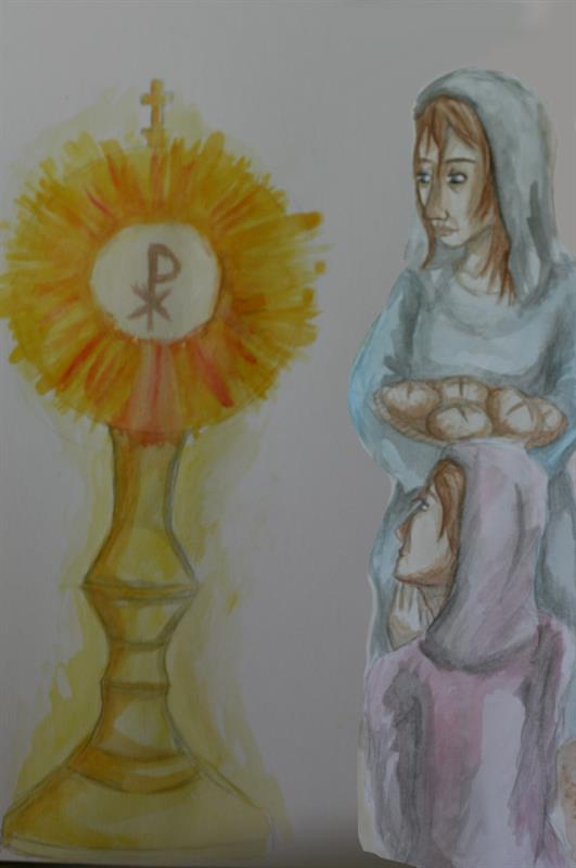 Martha and Mary with Monstrance